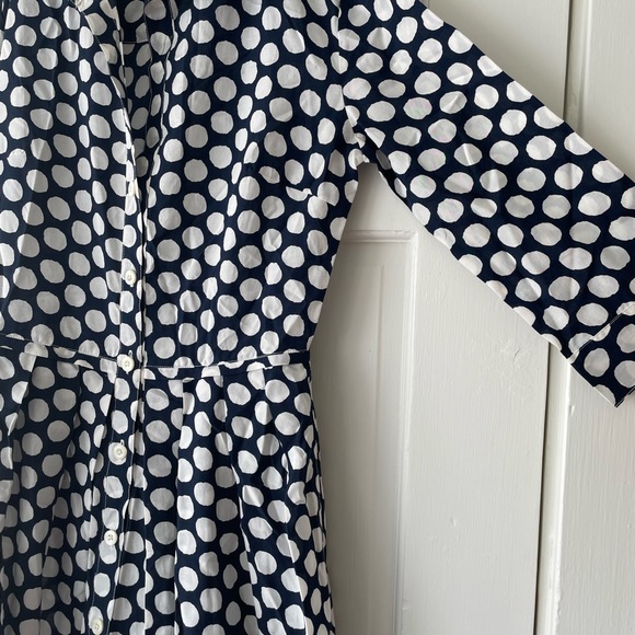 Samantha Sung Blu/wht polkadot 50/50 silk/cotton 3/4sleeve button up, pockets! - Picture 3 of 6